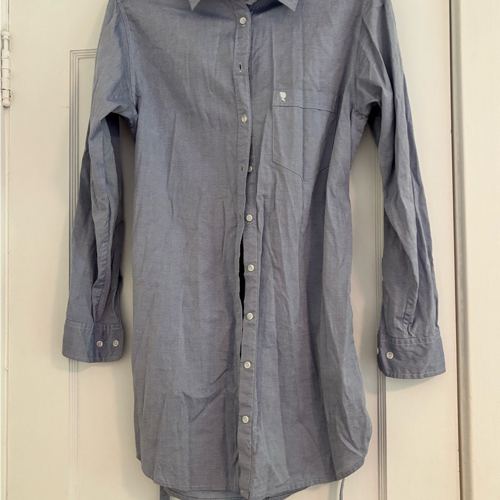 Talia Oxford Light Blue Cotton Shirt/Tunic with Belt